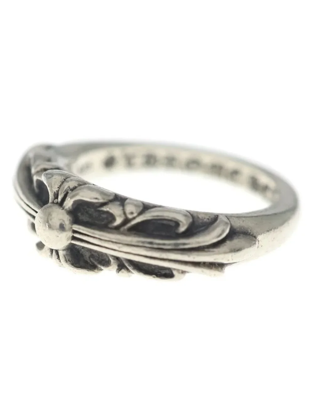 Chrome Hearts Baby Classic Floral Black Sling Silver Ring